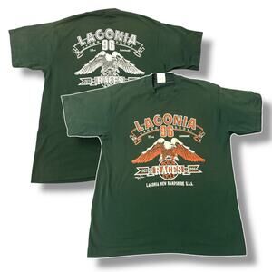 Vtg 90s Laconia Motorcycle Races T-Shirt Mens Large Green 73rd Annual 1996 NH